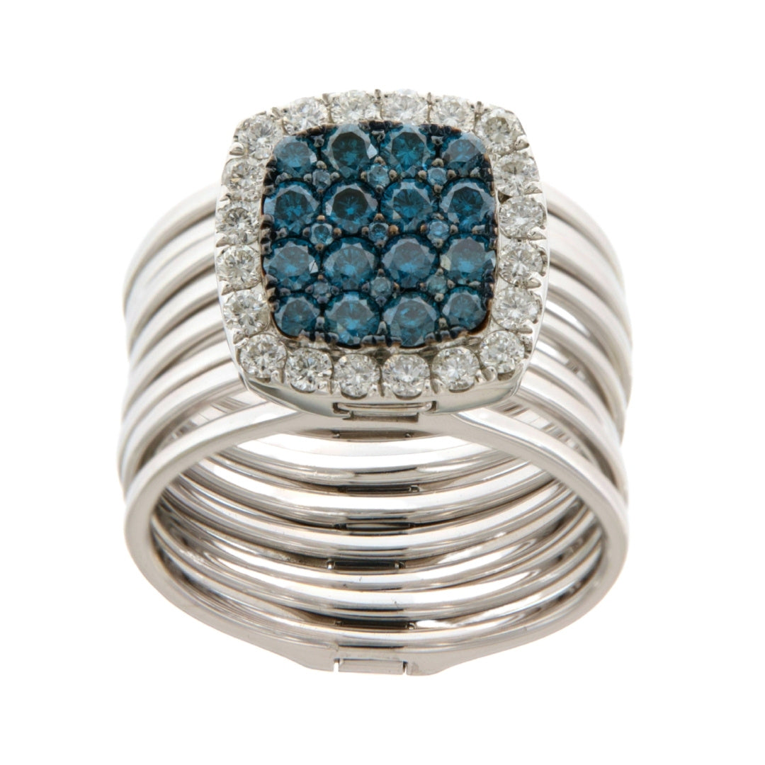 Convertible Blue Diamond Ring to Bangle in White Gold