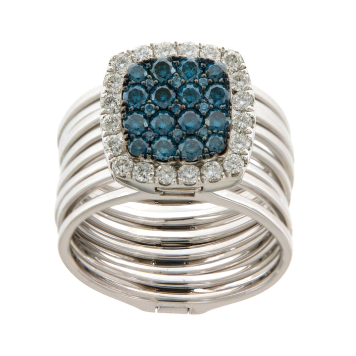 Convertible Blue Diamond Ring to Bangle in White Gold