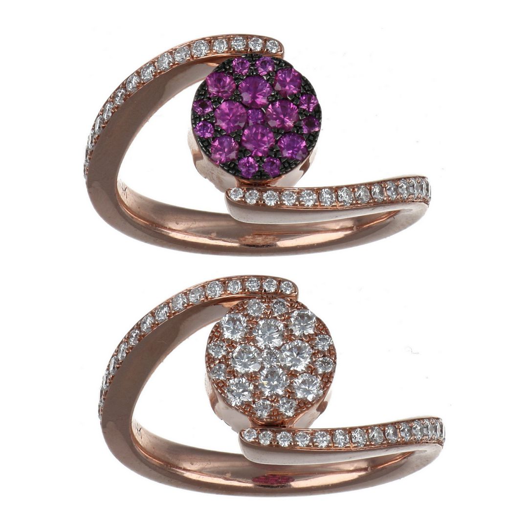 Pink Sapphire Ring (Pink Sapphire 0.44 cts. White Diamond 0.59 cts.)