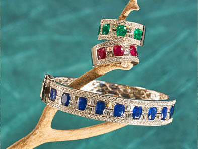Gemstone rings and bracelet