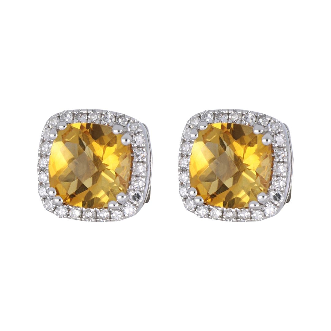 Citrine Earrings (Citrine 1.81 cts. White Diamond 0.19 cts.)