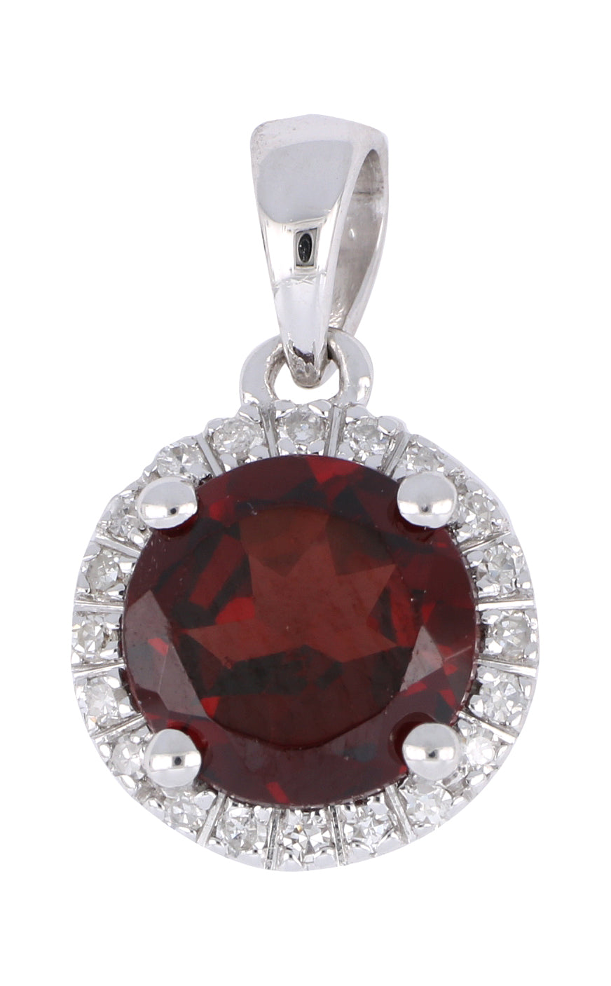 Garnet Ladies Pendant (Garnet 1.49 cts. White Diamond 0.18 cts.)