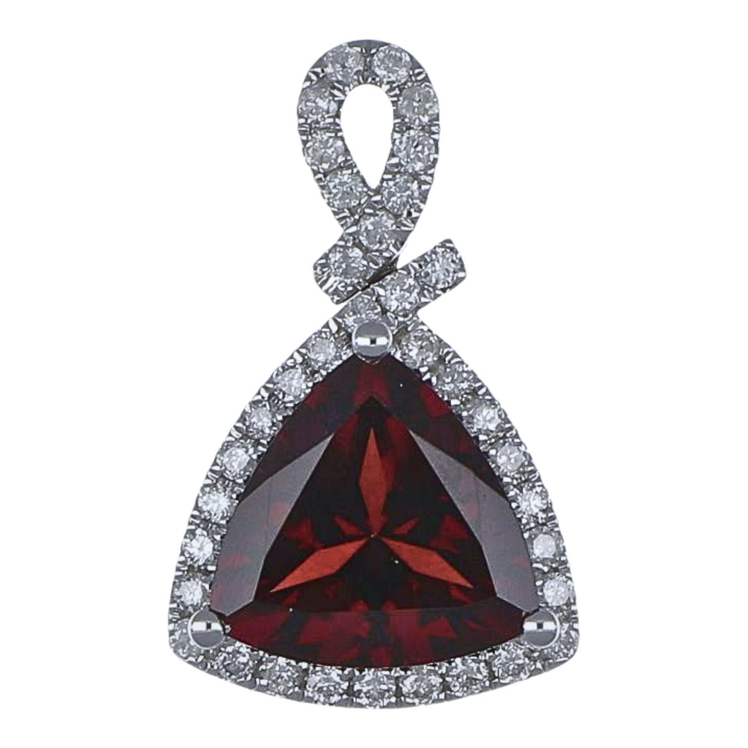 Garnet Pendant (Trillion Garnet 3.9 cts. Round White Diamond 0.36 cts.)