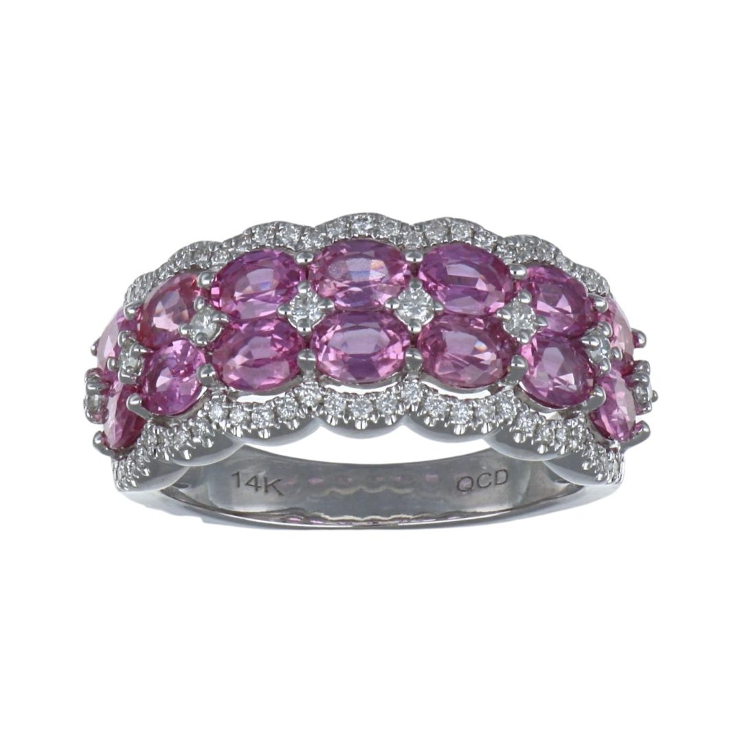 Pink Sapphire Ring (Pink Sapphire 3.17 cts. White Diamond 0.32 cts.)