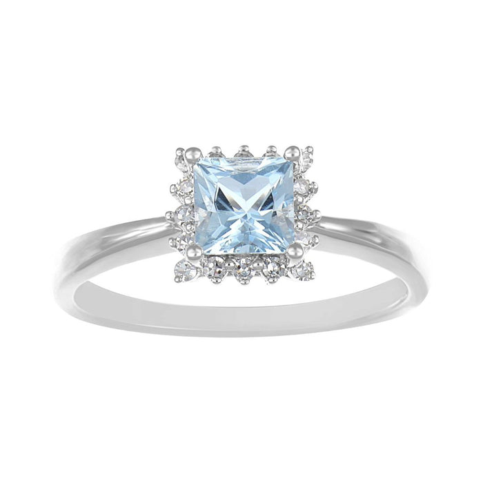 Aquamarine Ring (Aquamarine 0.56 cts. White Diamond 0.11 cts.)