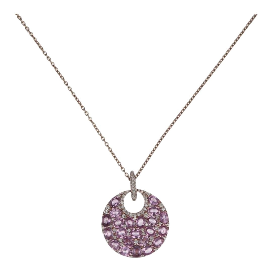 Pink Sapphire Necklace (Pink Sapphire 5.29 cts. White Diamond 0.52 cts.)