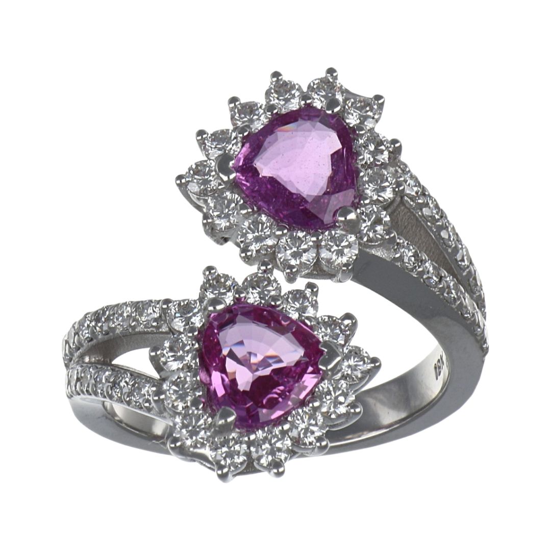 Pink Sapphire Ring (Pink Sapphire 1.68 cts. White Diamond 1.1 cts.)