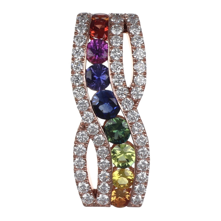 Multi-Color Sapphire Pendant (Multi-Color Sapphire 1.05 cts. White Diamond 0.68 cts.)