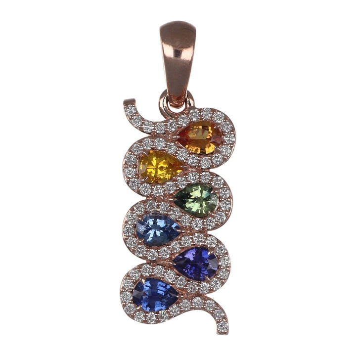 Multi-Color Sapphire Pendant (Multi-Color Sapphire 0.97 cts. White Diamond 0.35 cts.)