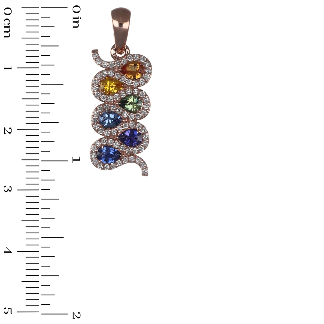 Multi-Color Sapphire Pendant (Multi-Color Sapphire 0.97 cts. White Diamond 0.35 cts.)