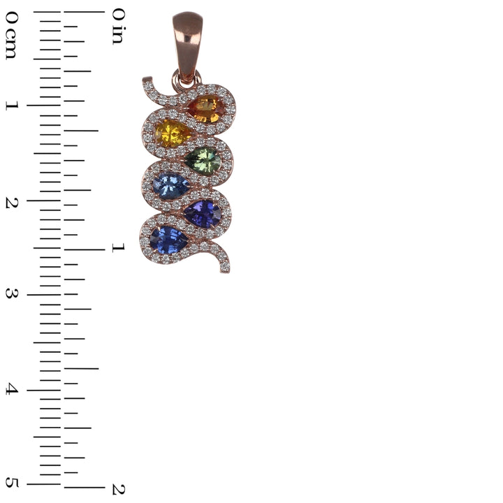 Multi-Color Sapphire Pendant (Multi-Color Sapphire 0.97 cts. White Diamond 0.35 cts.)