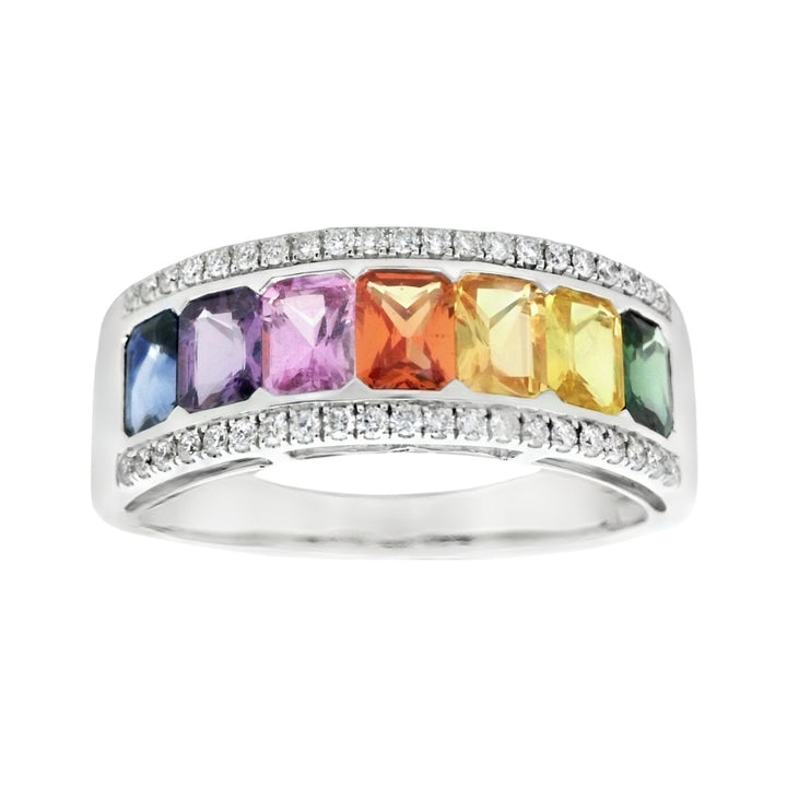 Multi-Color Sapphire Ring (Multi-Color Sapphire 1.61 cts. White Diamond 0.15 cts.)