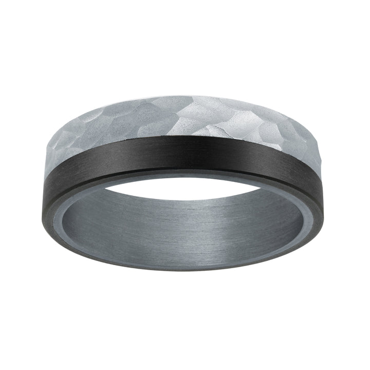Tantalum, Carbon Fiber and White Gold Wedding Band – 7mm