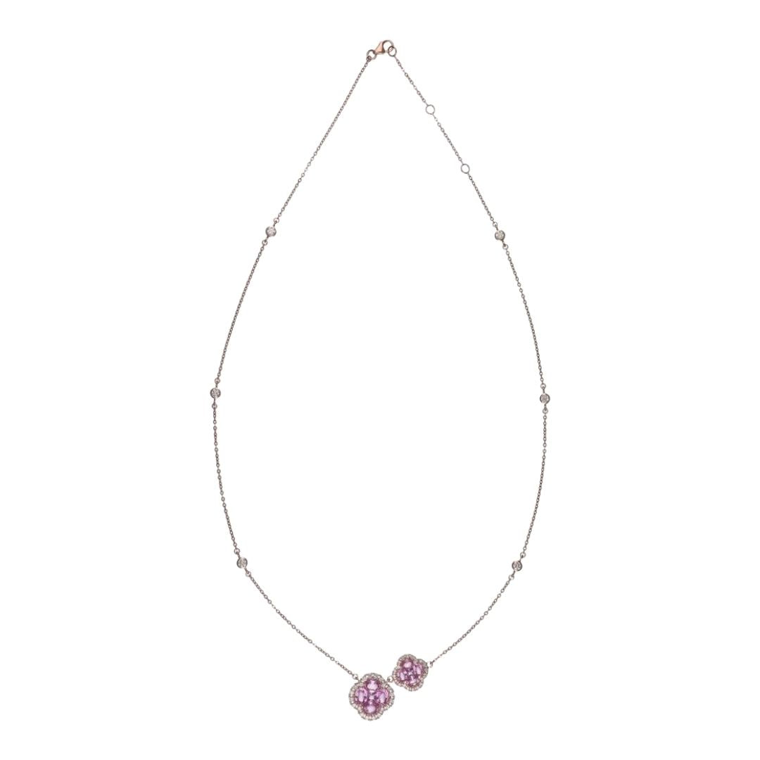 Pink Sapphire Necklace (Pink Sapphire 2.41 cts. Pink Sapphire 0.21 cts. White Diamond 0.78 cts.)