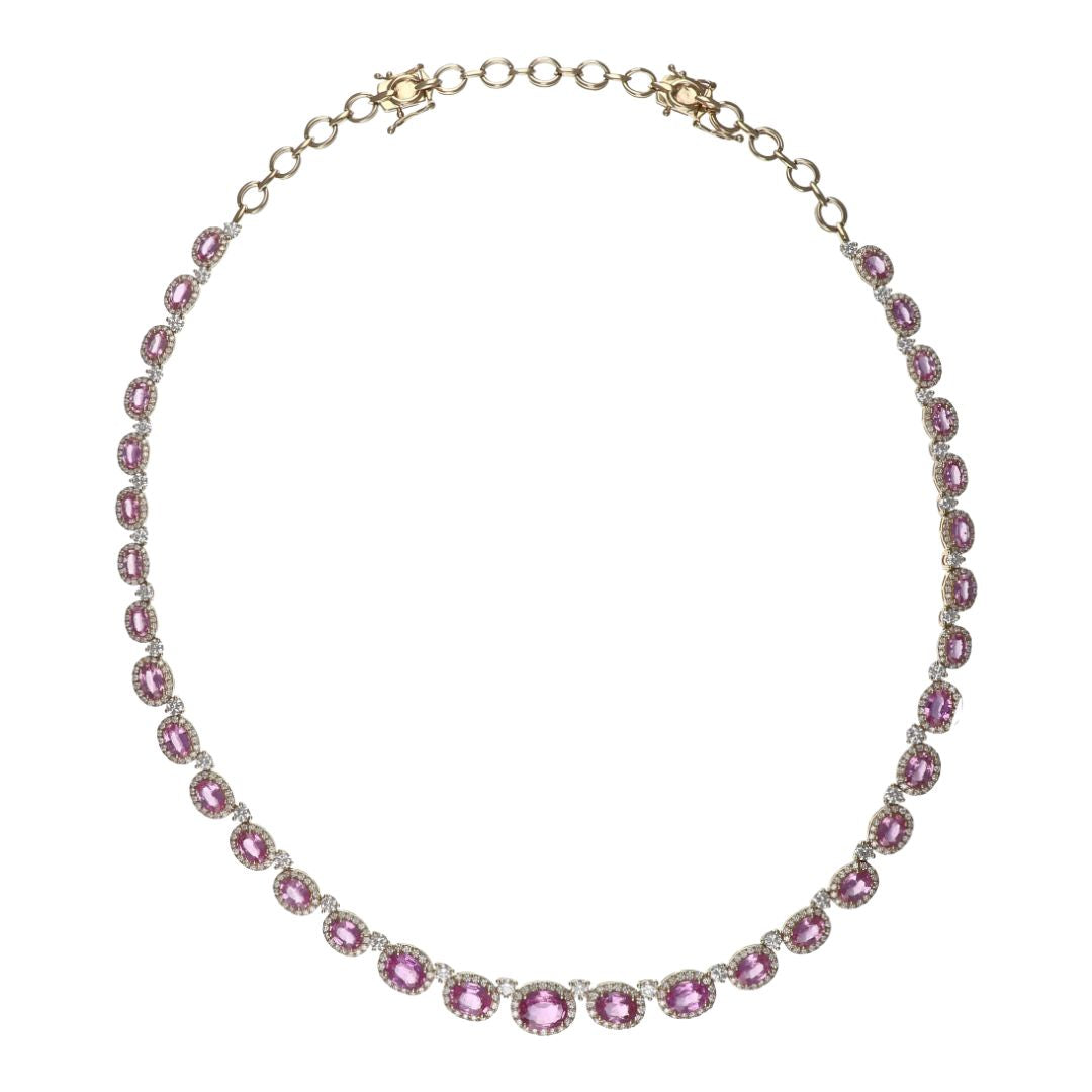 Pink Sapphire Necklace (Pink Sapphire 16.01 cts. White Diamond 5.62 cts. )