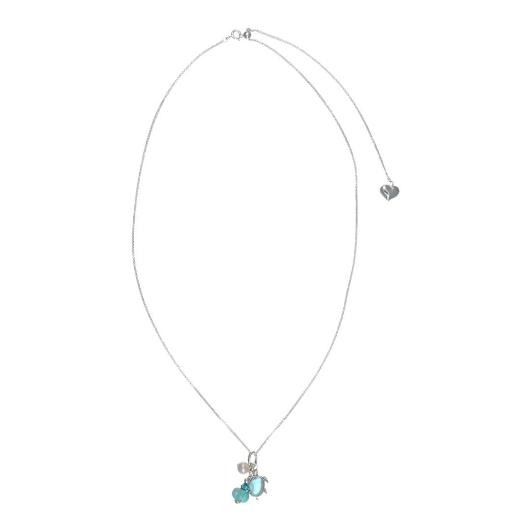 Sterling Silver Turtle Murano Glass Necklace