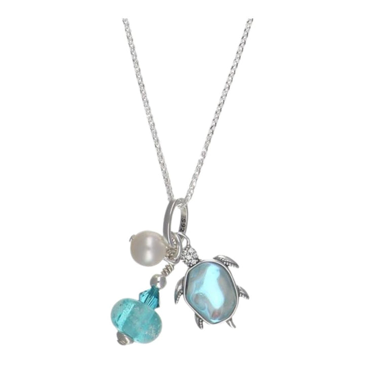 Sterling Silver Turtle Murano Glass Necklace
