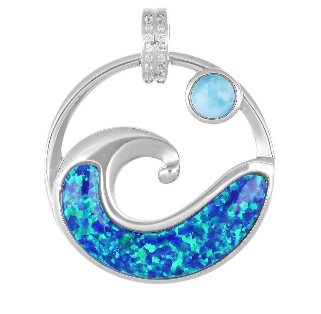 Larimar Wave Pendant (Cubic Zirconia)