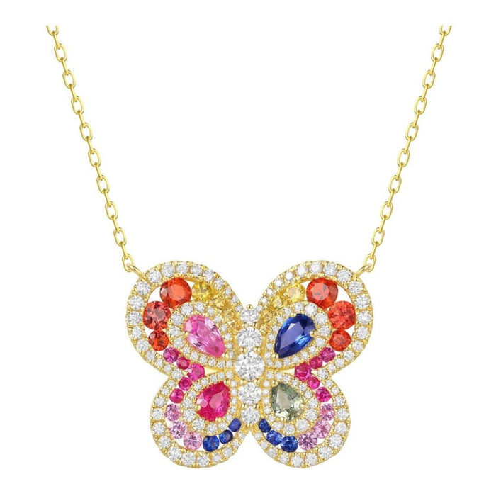 Multi-Color Sapphire Necklace (Multi-Color Sapphire 1.16 cts. Ruby 0.28 cts. White Diamond 0.76 cts.)