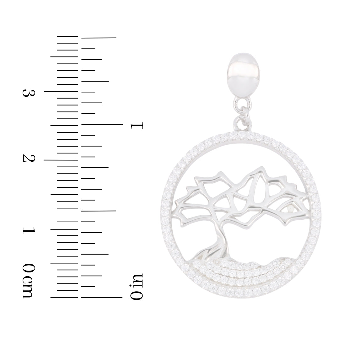 Sterling Silver Aruba Divi Tree Pendant – “One Happy Island” Design with CZ