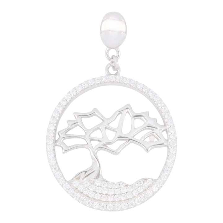 Sterling Silver Aruba Divi Tree Pendant – “One Happy Island” Design with CZ