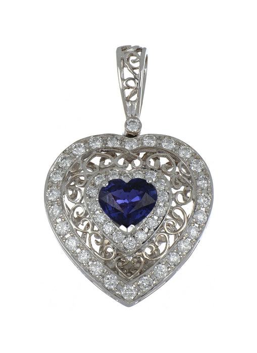 Purple Sapphire Ladies Pendant (Purple Sapphire 1.14 cts. White Diamond 0.77 cts.)