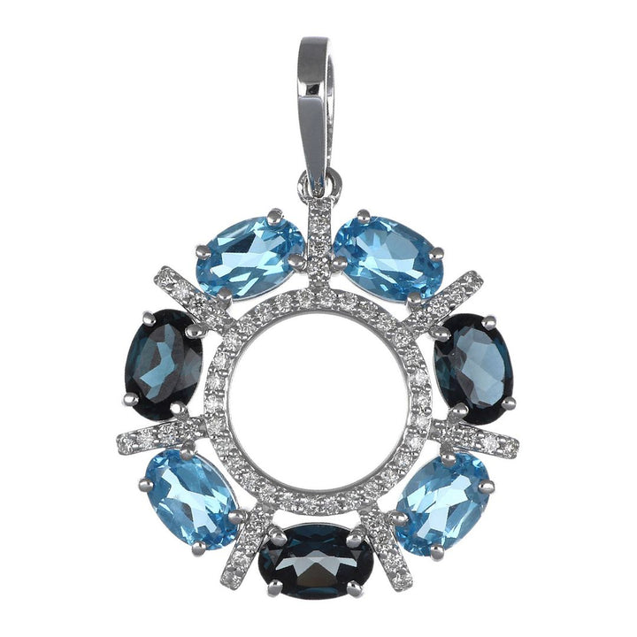 Blue Topaz Pendant (Swiss Blue Topaz 2.11 cts. London Blue Topaz 1.54 cts. White Diamond 0.37 cts.)