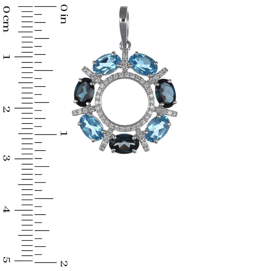 Blue Topaz Pendant (Swiss Blue Topaz 2.11 cts. London Blue Topaz 1.54 cts. White Diamond 0.37 cts.)