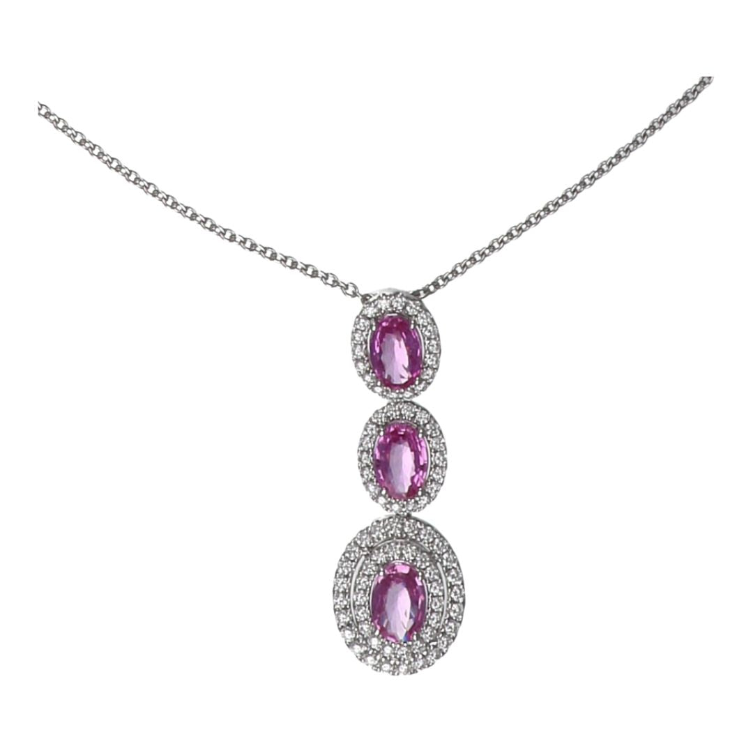 Pink Sapphire Necklace (Pink Sapphire 2.58 cts. White Diamond 0.77 cts.)