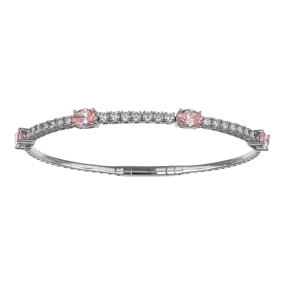 GROWNIQUE Pink Diamond Flexi Bangle (Lab Grown Pink Diamond 2.23 cts. Lab Grown White Diamond 1.3 cts.)