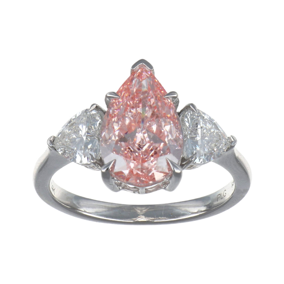 GROWNIQUE Pink Diamond Ring (Lab Grown Pink Diamond 3.01 cts. Lab Grown White Diamond)