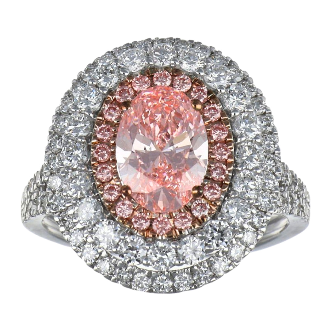 GROWNIQUE Pink Diamond (Pink Diamond 1.51 cts. Lab Grown Pink Diamond 0.2 cts. Lab Grown White Diamond 1.21 cts.)
