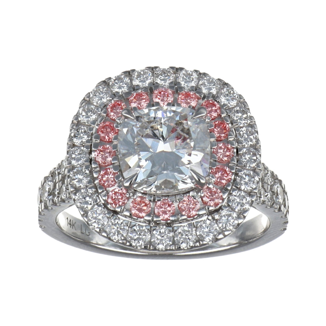 GROWNIQUE White Diamond Ring (White Diamond 2.02 cts. Lab Grown Pink Diamond 0.29 cts. Lab Grown White Diamond 1 cts.)