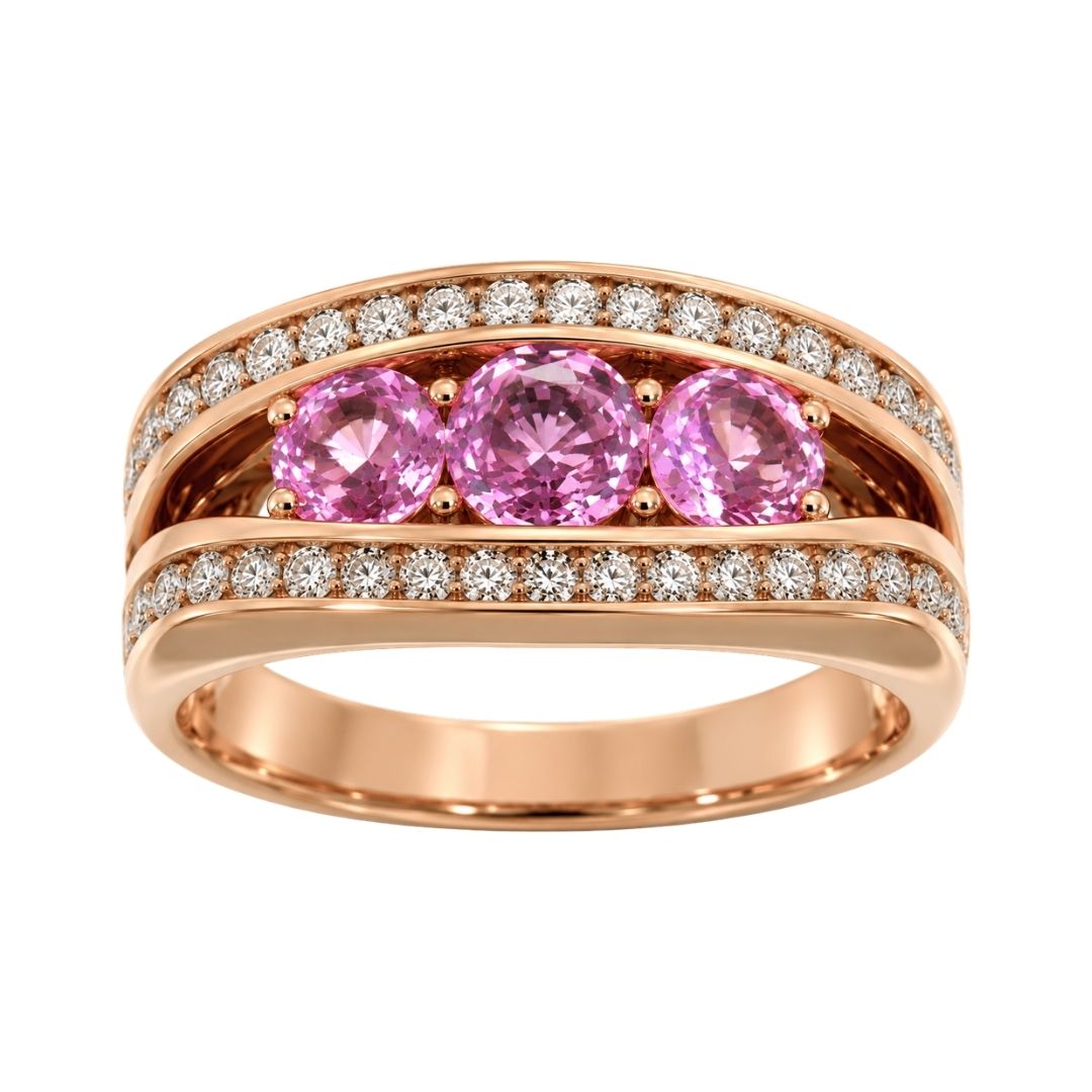 Pink Sapphire Ring (Pink Sapphire 1.42 cts. White Diamond 0.66 cts.)