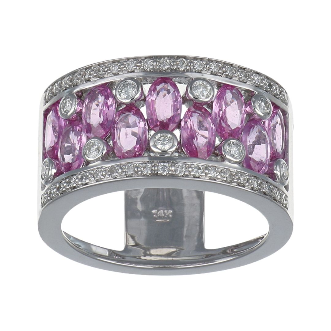 Pink Sapphire Ring (Pink Sapphire 2.3 cts. White Diamond 0.36 cts.)