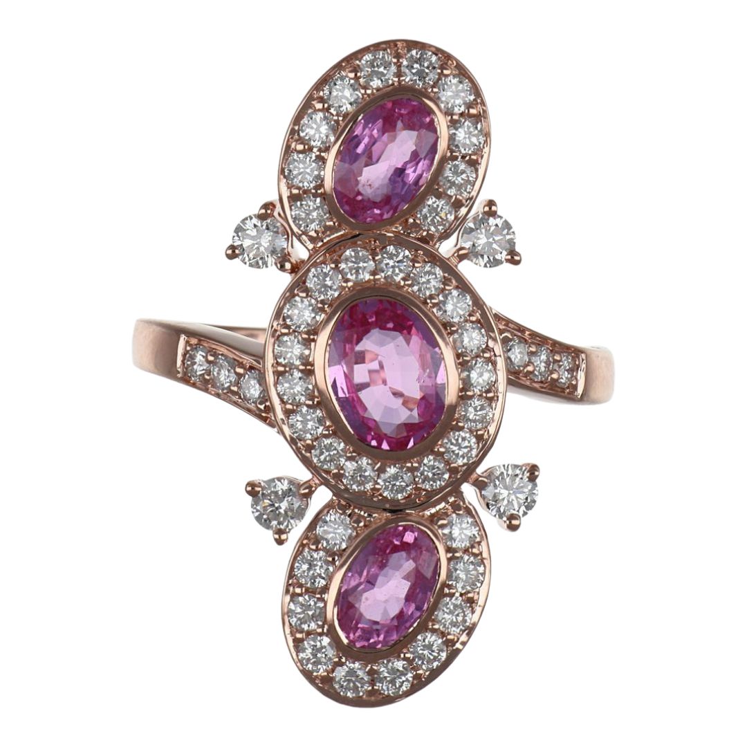 Pink Sapphire Ring (Pink Sapphire 1.92 cts. White Diamond 0.91 cts.)
