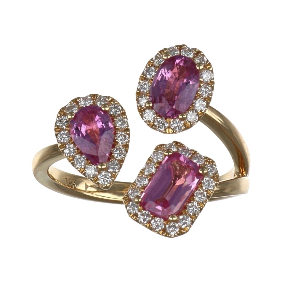 Pink Sapphire Ring (Pink Sapphire 1.72 cts. White Diamond 0.38 cts.)