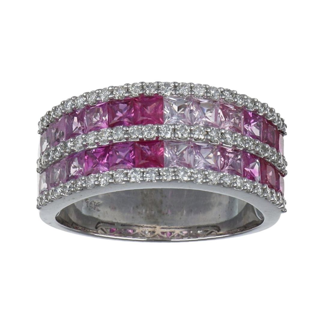 Pink Sapphire Ring (Pink Sapphire 2.42 cts. White Diamond 0.53 cts.)