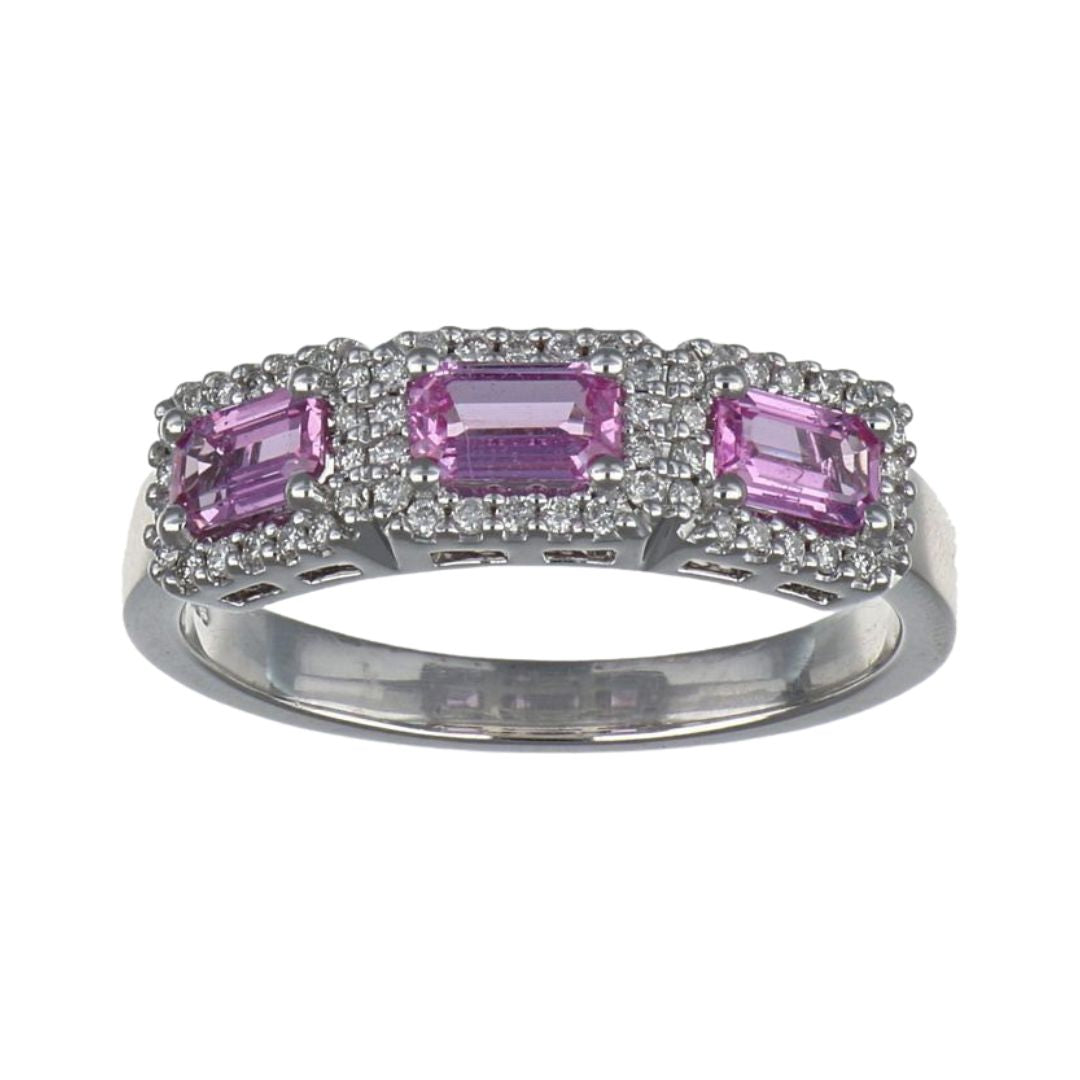 Pink Sapphire Ring (Pink Sapphire 0.92 cts. White Diamond 0.2 cts.)