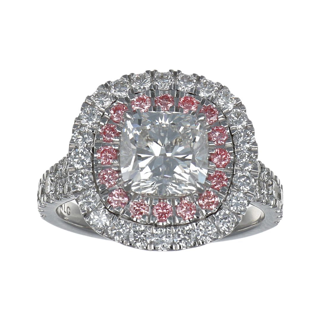 GROWNIQUE White Diamond Ring (Lab Grown White Diamond 3.1 cts. Lab Grown Pink Diamond 0.28 cts.)