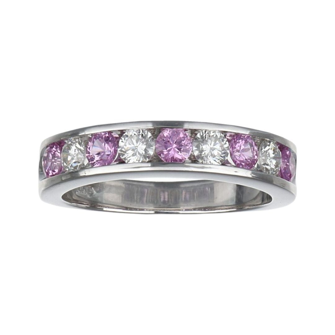 Pink Sapphire Ring (Pink Sapphire 0.68 cts. White Diamond 0.49 cts.)