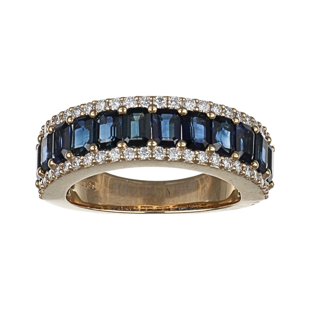 Blue Sapphire Ring (Blue Sapphire 3.35 cts. Round White Diamond 0.5 cts.)