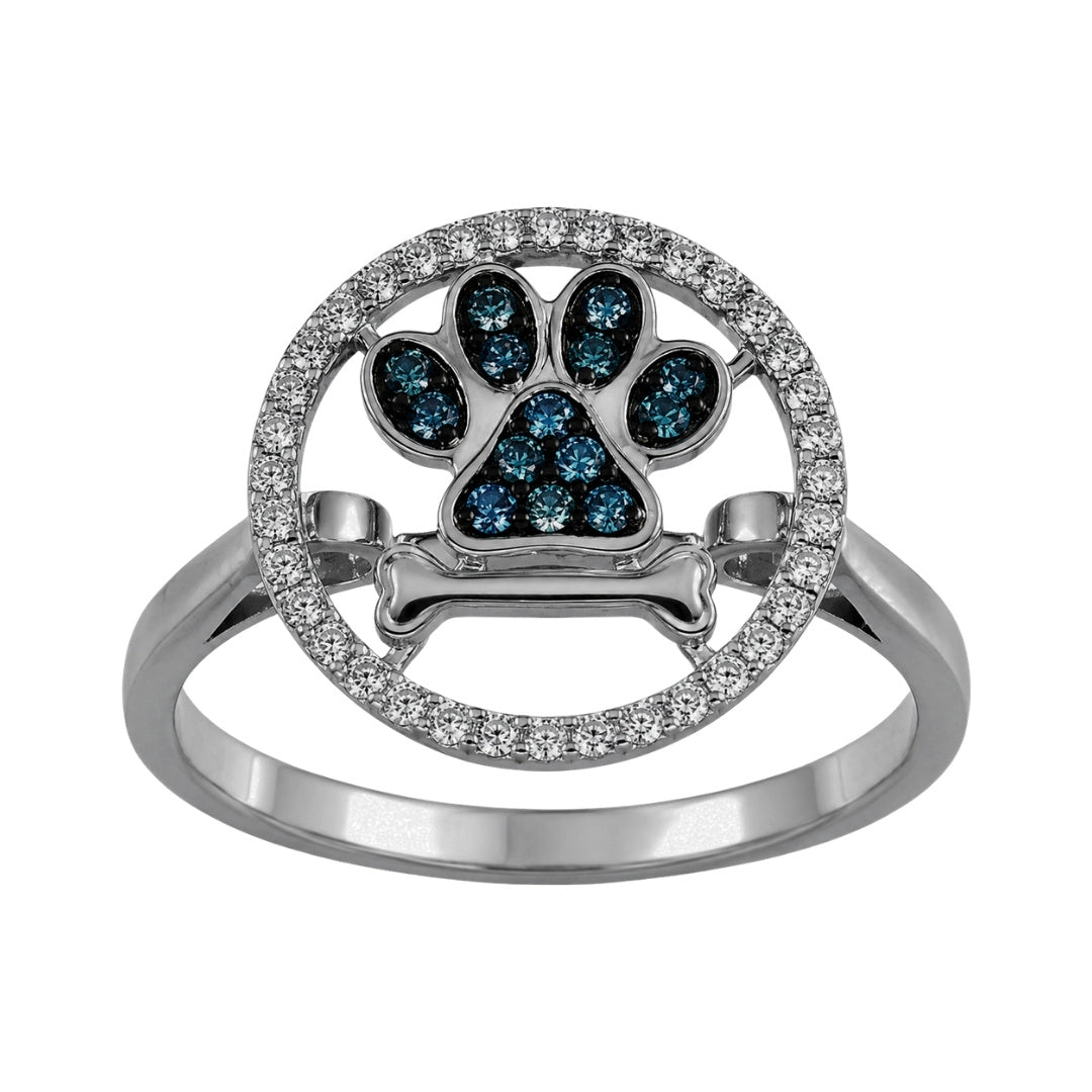 Blue Diamond Ring (Blue Diamond 0.12 cts. White Diamond 0.18 cts.)