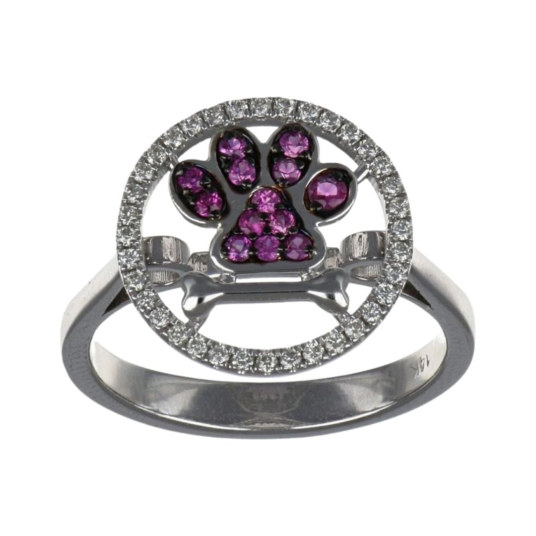 Pink Sapphire Ring (Pink Sapphire 0.18 cts. White Diamond 0.18 cts.)
