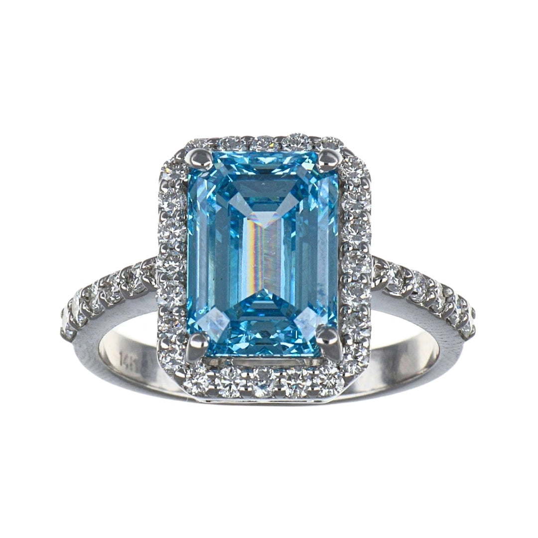 GROWNIQUE Blue Diamond Ring (Lab Grown Blue Diamond 4.05 cts. Lab Grown White Diamond 0.62 cts.)