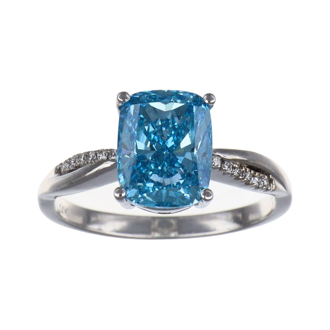 GROWNIQUE Blue Diamond Ring (Lab Grown Blue Diamond 3 cts. Lab Grown White Diamond 0.06 cts.)