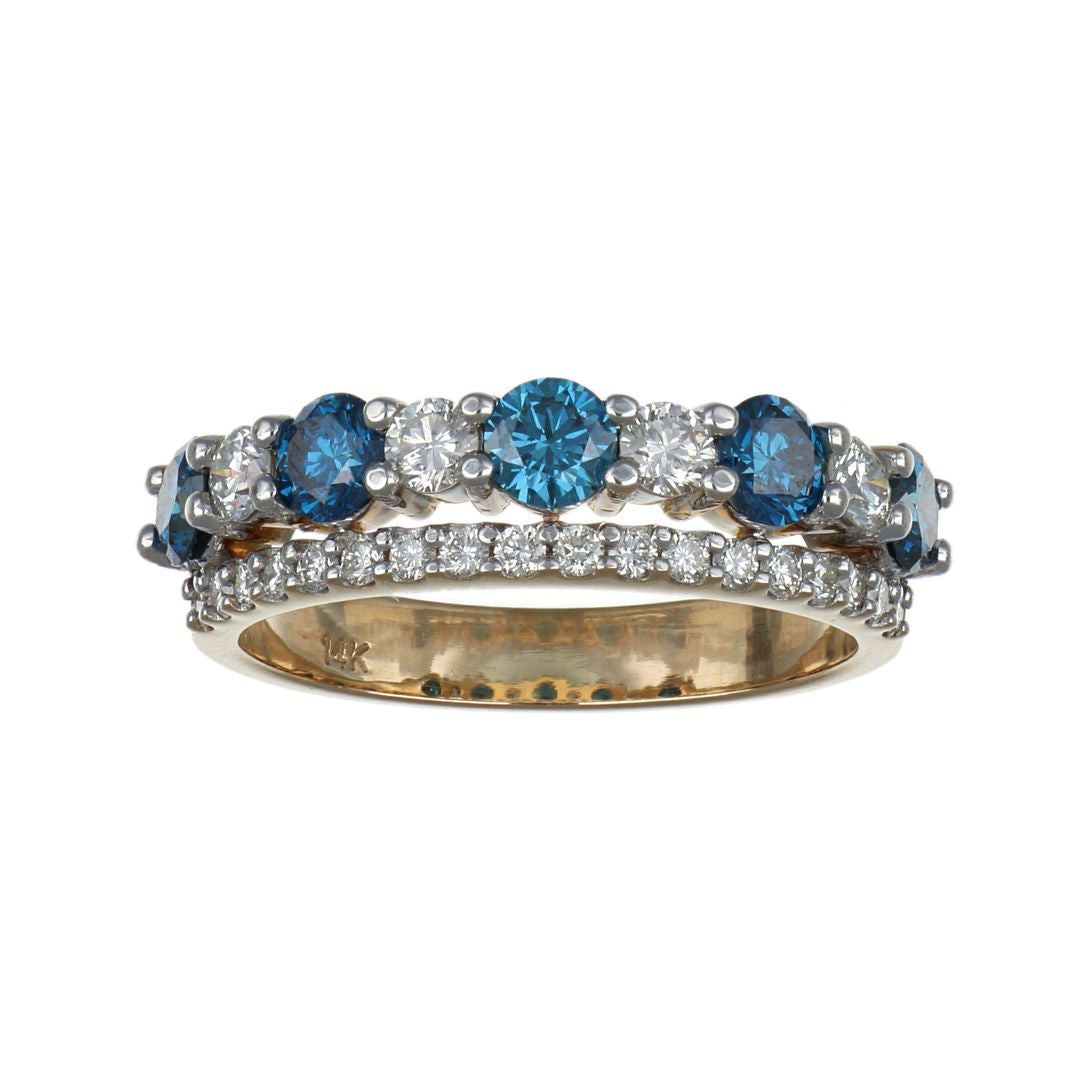 Blue Diamond Ring (Blue Diamond 0.98 cts. White Diamond 0.54 cts.)