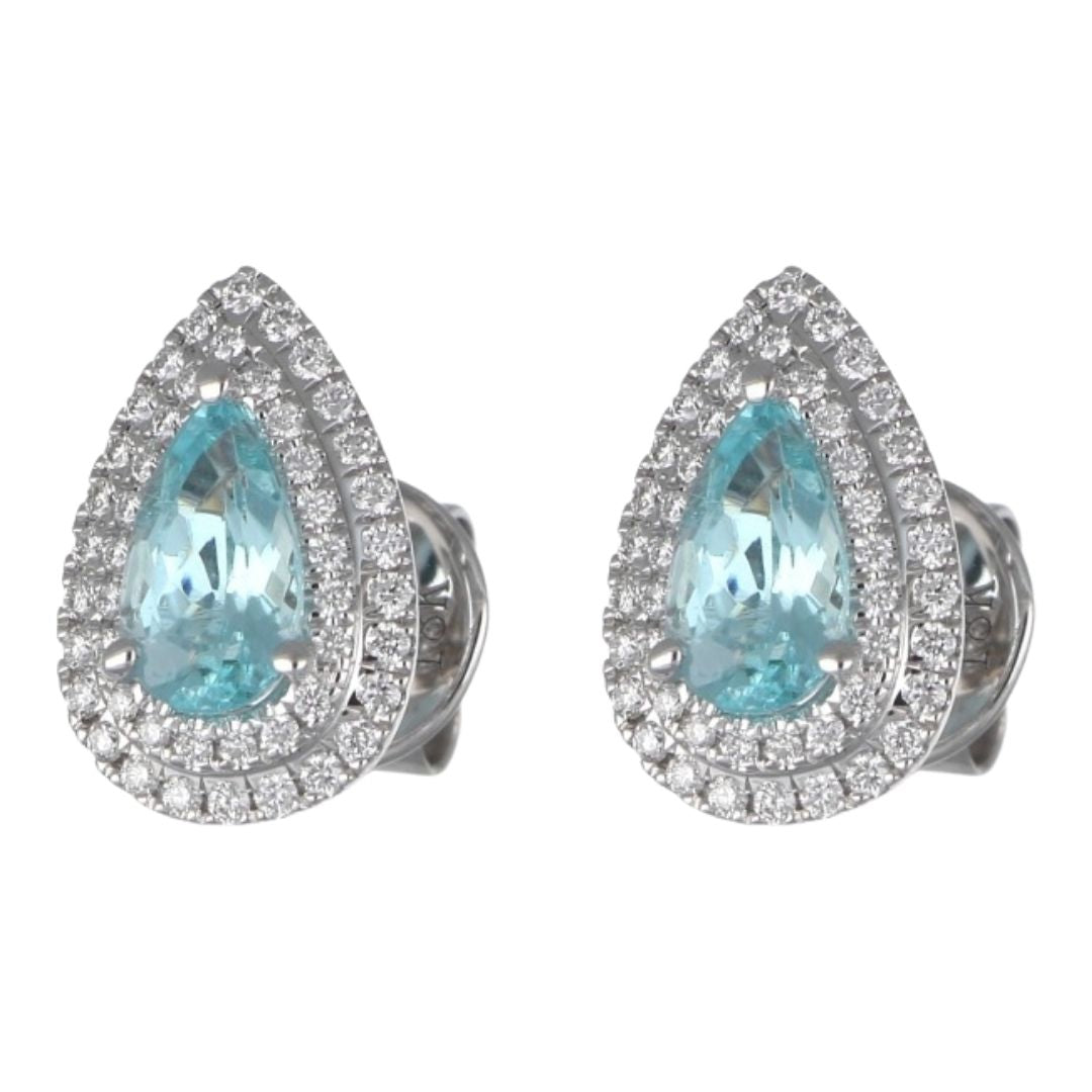 Paraiba Tourmaline Earrings (Paraiba Tourmaline 0.95 cts. White Diamond 0.26 cts.)