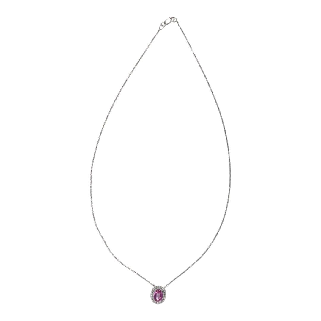 Pink Sapphire Necklace (Pink Sapphire 1.13 cts. White Diamond 0.28 cts.)
