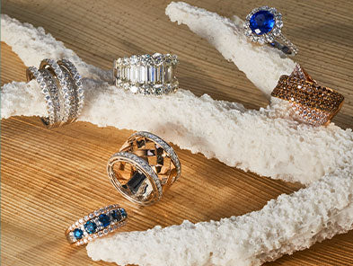 Rings sitting on a coral piece